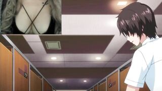 Girl watches anime hentai porn about guy fucking colleagues