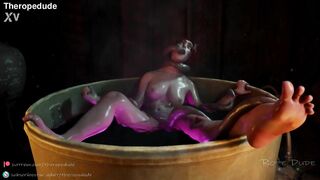 Triss satisfied by monster in bath in hot anime tentacle porn