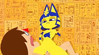 Egyptian cat goddess dominates guy in funny furry porn animation