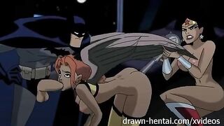 Justice League members fuck in kinky hentai sex comics video