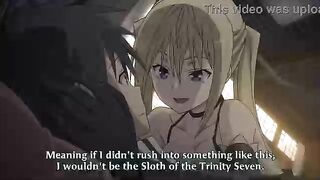 Boy surrounded by slutty cuties in Trinity Seven hentai video