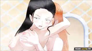 Brunet blackmailed into sex with teacher in anime futa porn