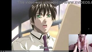 A girl watches the first episode of the Black Bible hentai