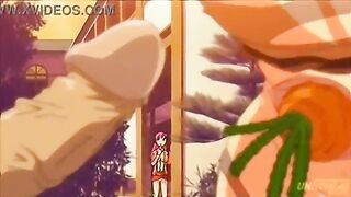 A cute bunny girl gets a carrot in her anal