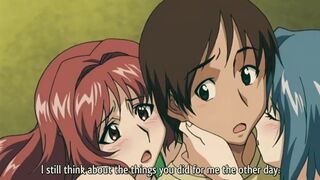 Uncensored Anime Threesome: Shared Brother Remote vibrator & Creamy Finish