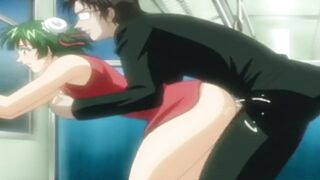 A busty Japanese girl gets fucked hard on the train in this uncensored hentai