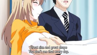 The doctor checks the breasts of a naked Japanese MILF