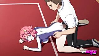 A hot girl in leotards is fucking with her teacher, getting creampied